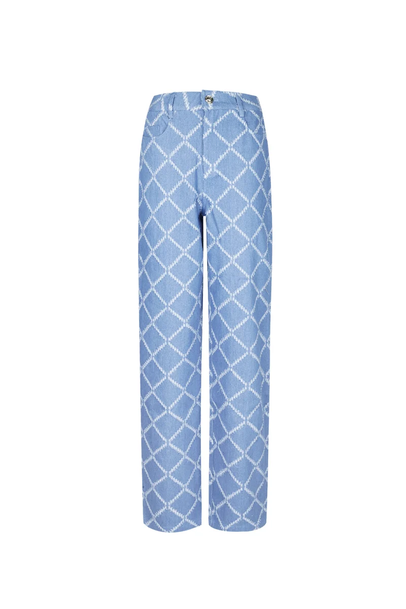 Pantaloni dritti in cotone a quadri – stile casual donna