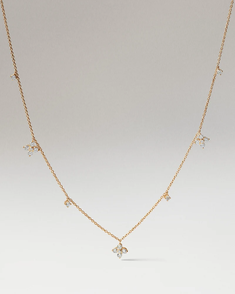 Diamonds and gold maggie in bloom necklace
