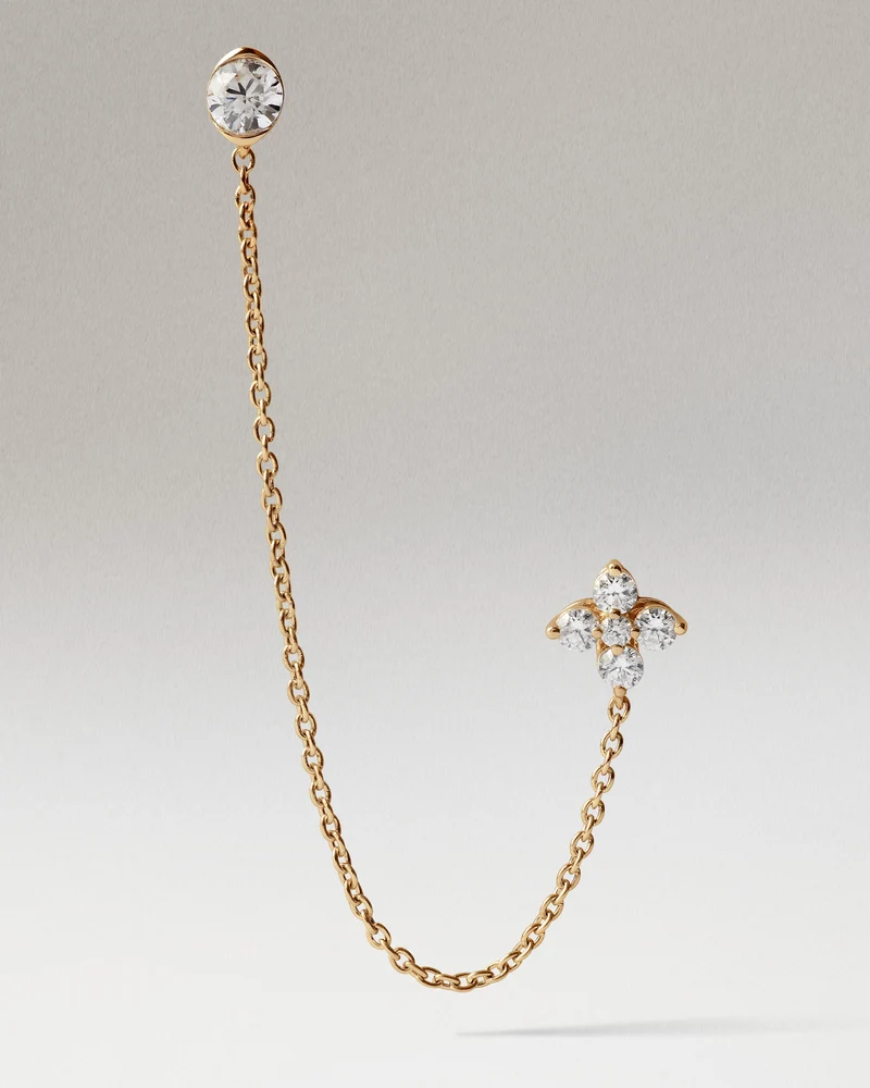 Diamonds and gold maggie chain single earring