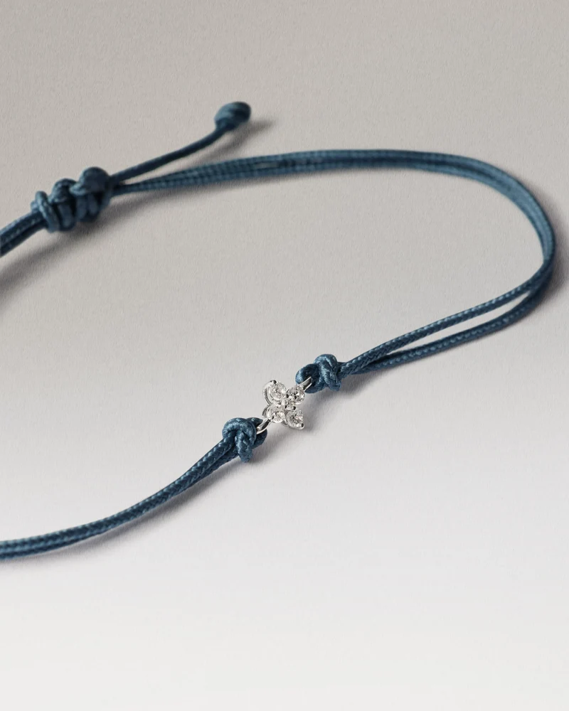 Diamonds and White Gold Maggie Blue Cord Bracelet