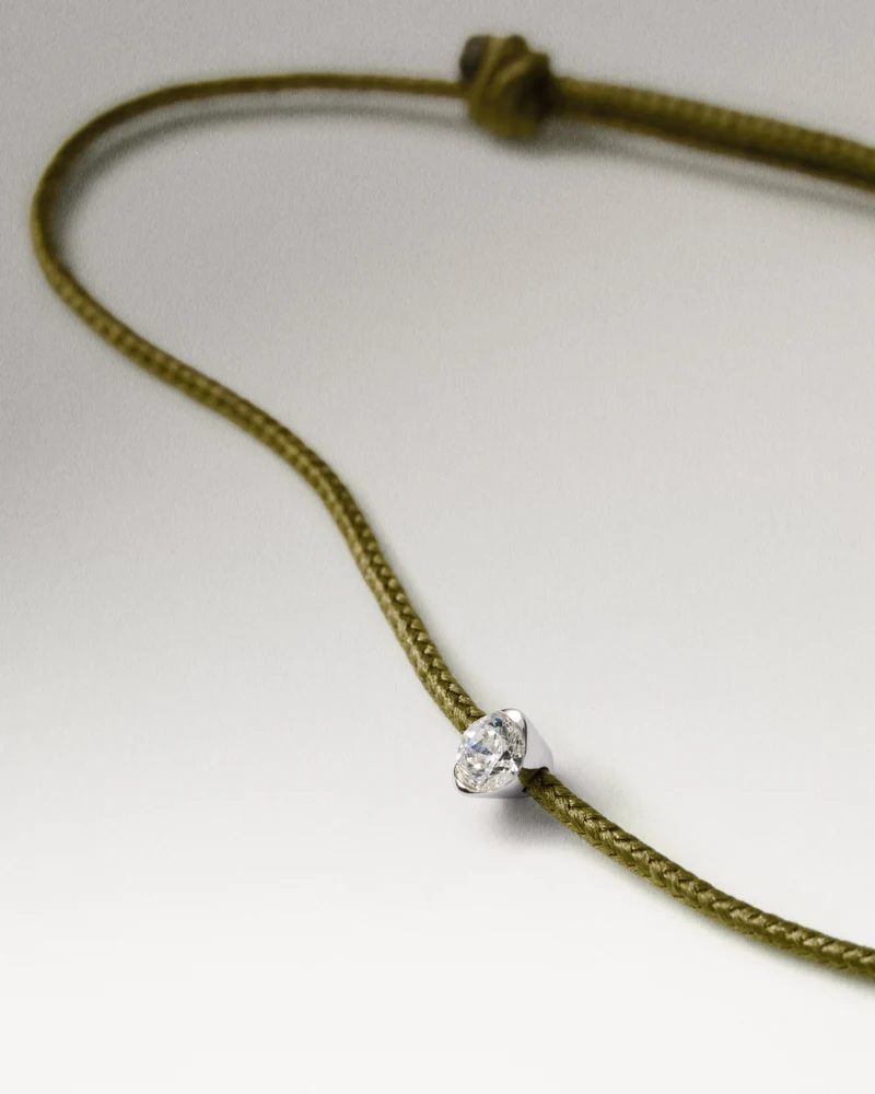 Diamond and gold grace moss cord bracelet