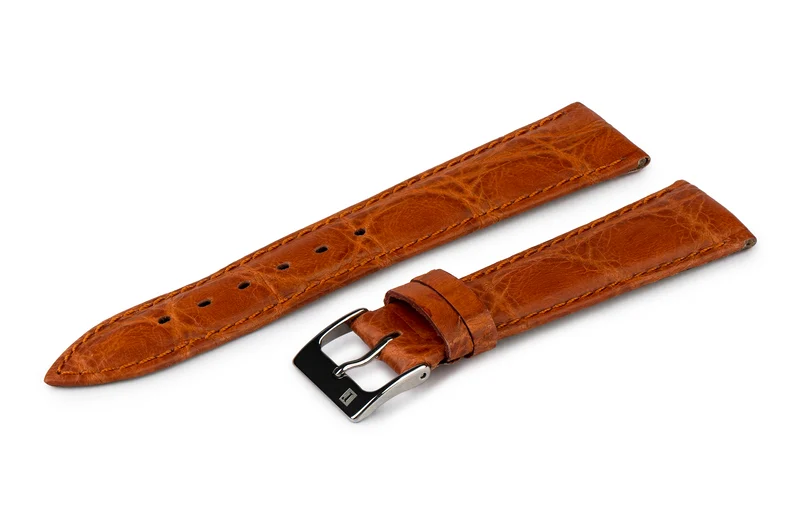 ColaReb Matte Crocodile – Cinturino per Orologio in Vera Pelle di Coccodrillo, 18/20 mm