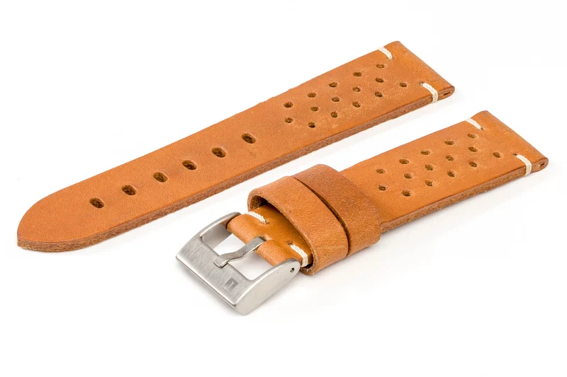 ColaReb Racing – Cinturino Rally Traforato per Orologio in Cuoio, 20/22 mm