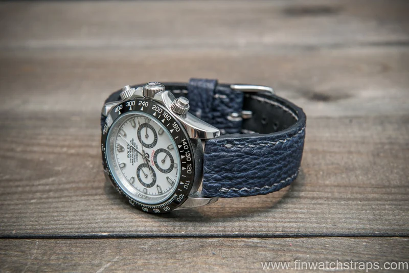 Shark leather watch strap, Blue matte