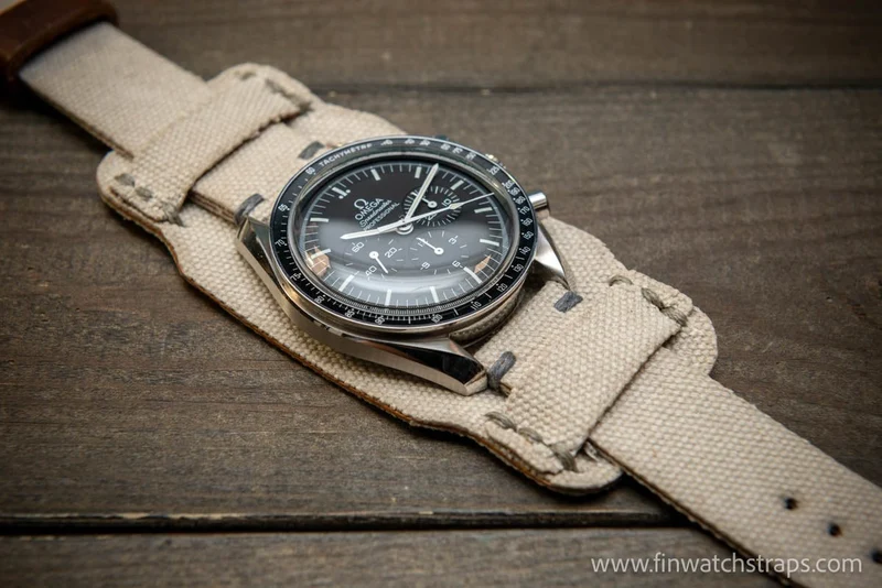 Military Bund Style Watch Strap: Vintage Canvas, handmade in Finland, Ready to Ship