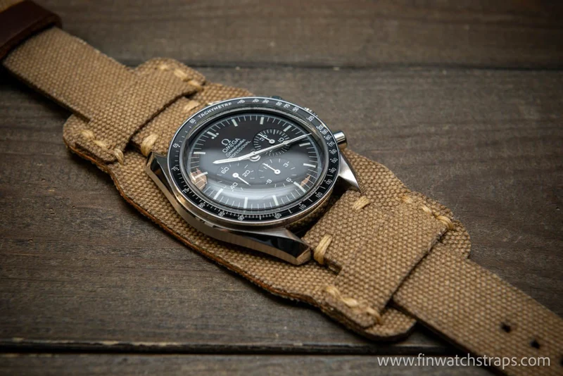 Military Bund Style Watch Strap: Vintage Canvas, handmade in Finland, Ready to Ship