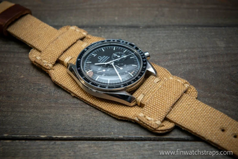 Military Bund Style Watch Strap: Vintage Canvas, handmade in Finland, Ready to Ship