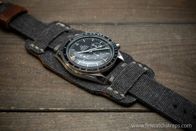Military Bund Style Watch Strap: Vintage Canvas, handmade in Finland, Ready to Ship