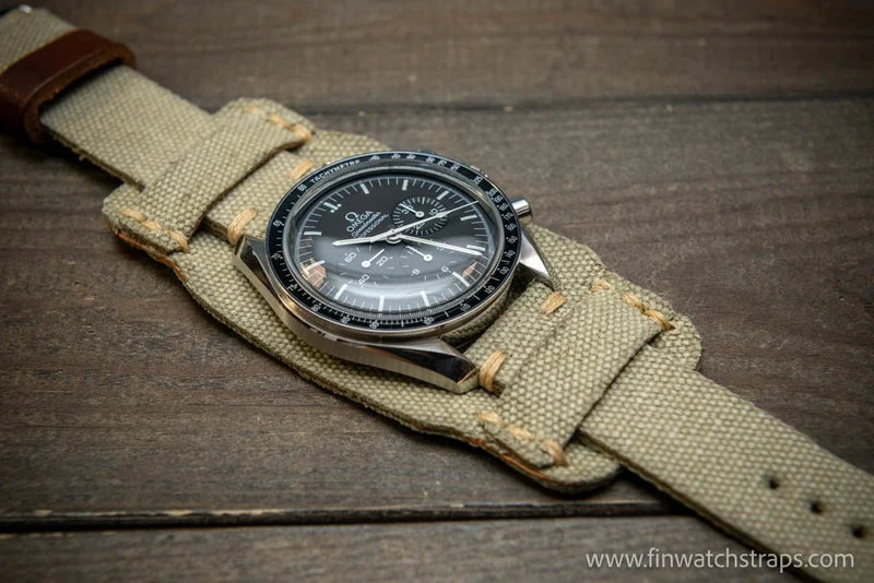 Military Bund Style Watch Strap: Vintage Canvas, handmade in Finland, Limited edition, watch lugs 10-26 mm.