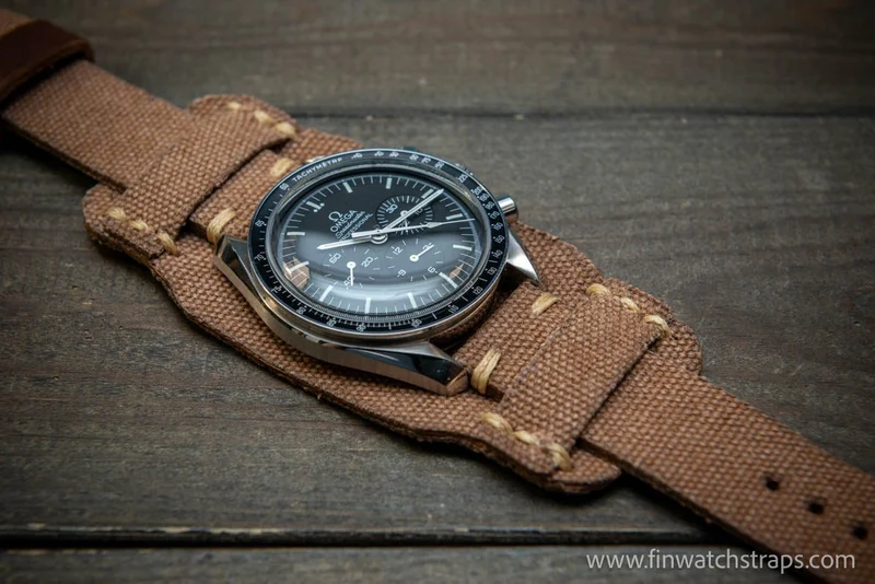 Military Bund Style Watch Strap: Vintage Canvas, handmade in Finland, Limited edition, watch lugs 10-26 mm.