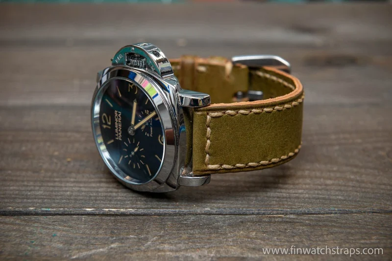 Lapland reindeer leather watch band, hand-stitched, handmade in Finland