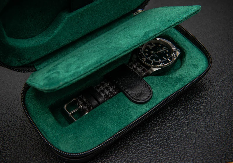 Milano Duo Travel Watch Case – Nero Emerald