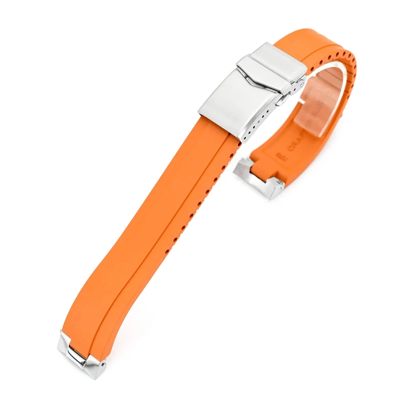 20mm Crafter Blue - MX03-733 Orange FKM Rubber Strap With End Links compatible with Hamilton Khaki Field 38mm