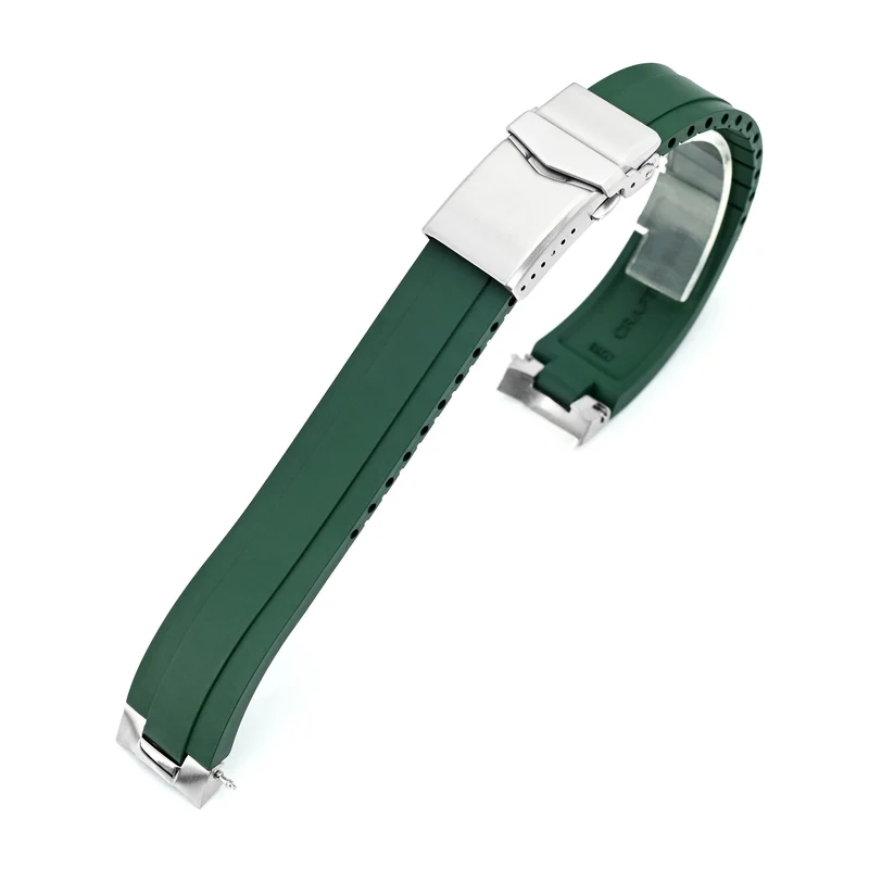 20mm Crafter Blue - MX03-117 Green FKM Rubber Strap With End Links compatible with Seiko Alpinist SARB017