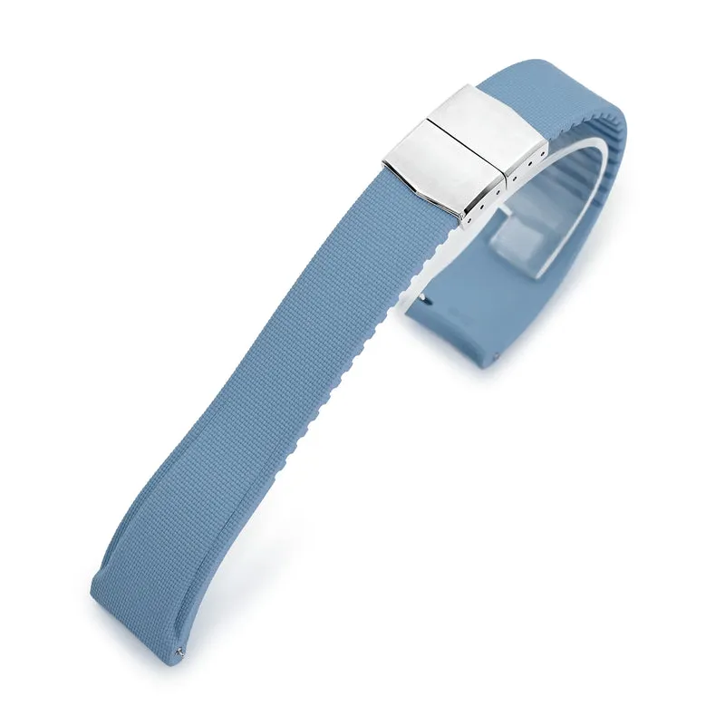 FKM40 Sky Blue Quick Release Butterfly Deployment FKM Rubber Watch Band, 20mm or 22mm