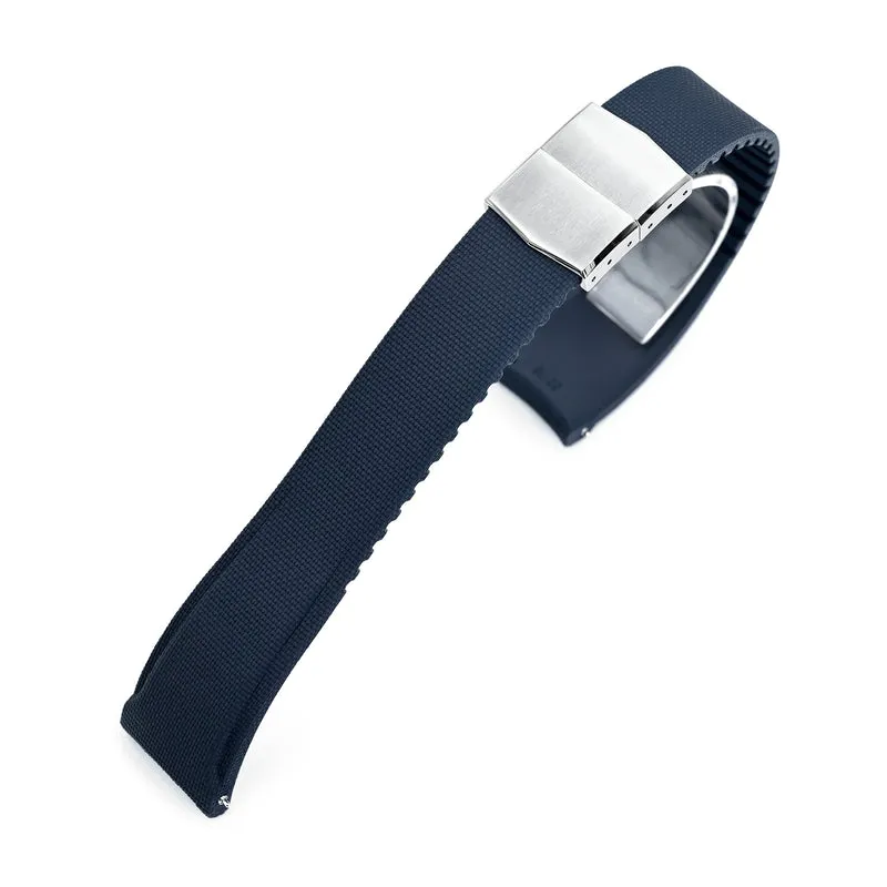 FKM40 Navy Blue Quick Release Butterfly Deployment FKM Rubber Watch Band, 20mm or 22mm