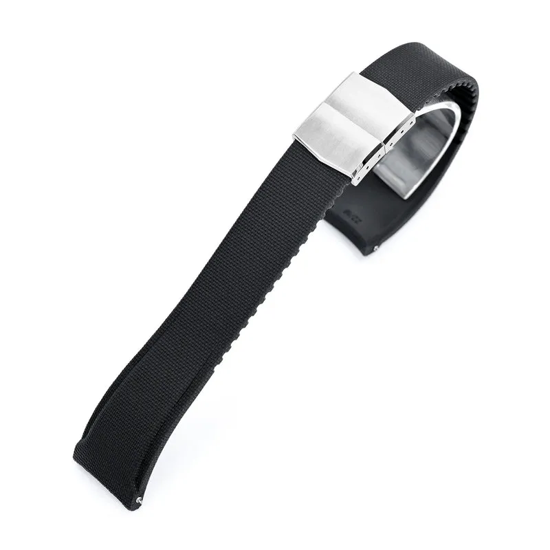 FKM40 Black Quick Release Butterfly Deployment FKM Rubber Watch Band, 20mm to 22mm