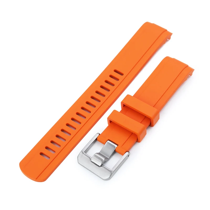 20mm Crafter Blue - Orange Rubber Curved Lug Watch Strap compatible with Seiko Baby MM200 & Mini Turtles SRPC35