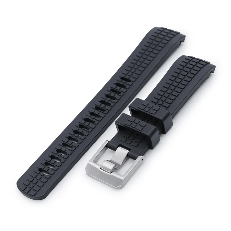 22mm Crafter Blue - CB12 Black Rubber Curved Lug Watch Strap compatible with Seiko new Turtles SRP777