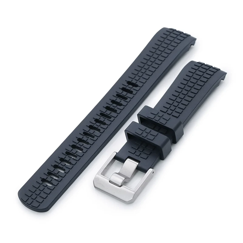 22mm Crafter Blue - CB12 Navy Blue Rubber Curved Lug Watch Strap compatible with Seiko new Turtles SRP777