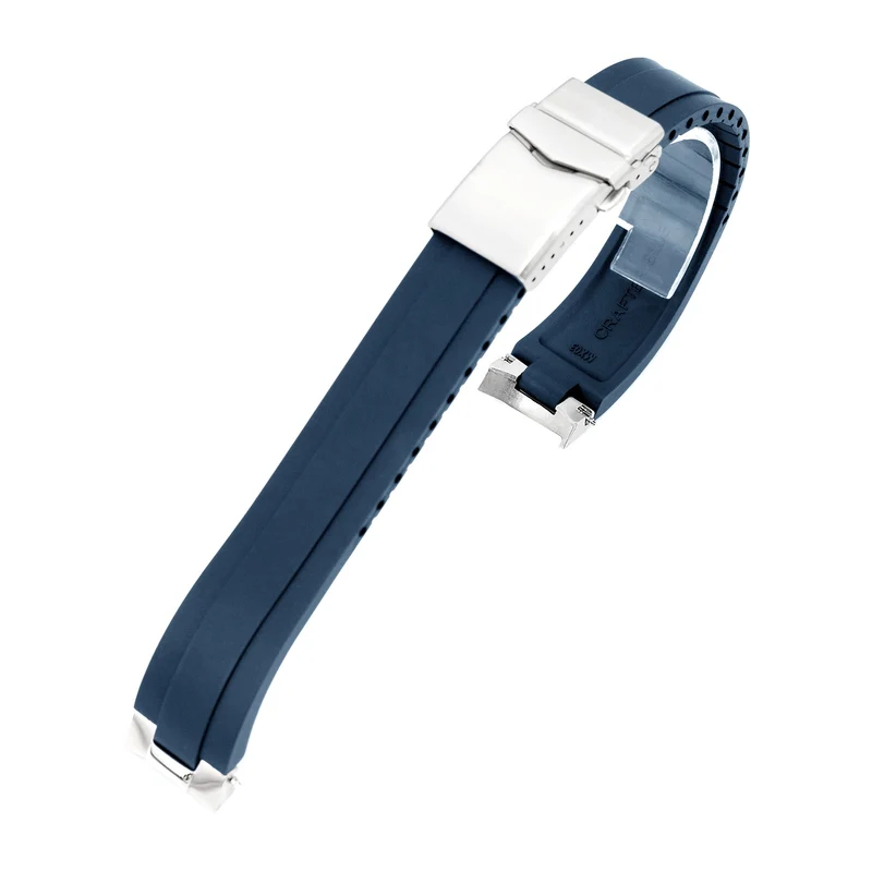 20mm Crafter Blue - MX03-117 Navy Blue FKM Rubber Strap With End Links compatible with Seiko Alpinist SARB017