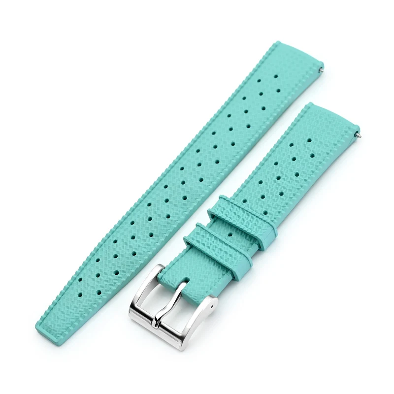 Quick Release Turquoise green / blue Tropical-Style Pro FKM rubber watch strap, 20mm