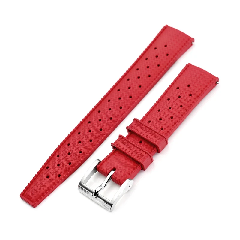 Quick Release Red Tropical-Style Pro FKM rubber watch strap, 20mm
