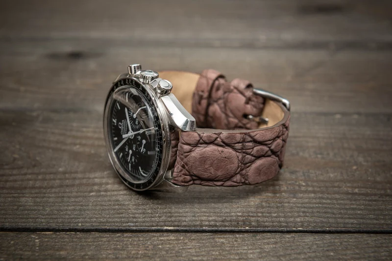 Mauve Ash Alligator Leather Watch Strap – Handmade in Finland, Limited Edition