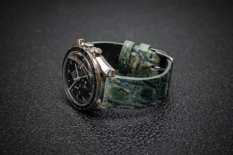 Verdant Patina Alligator Leather Watch Strap – Handmade in Finland, Limited Edition