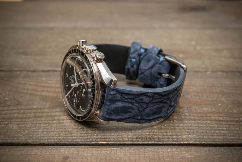 Midnight Blue Alligator Leather Watch Strap – Handmade in Finland, Limited Edition