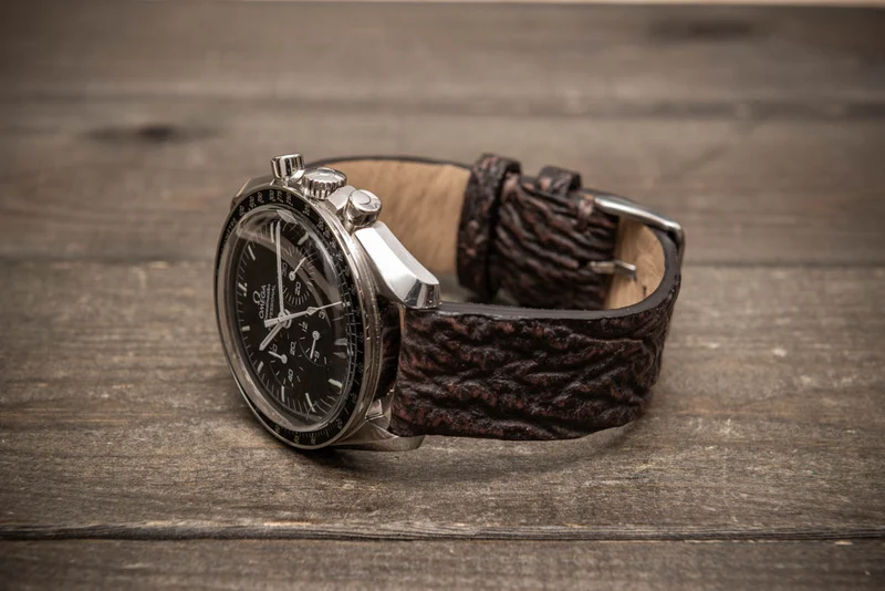 Crimson Depth – Handmade Shark Leather Watch Strap