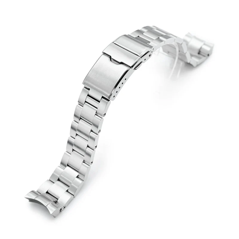 20mm Super-O Boyer Watch Band for Orient Mako 40, 316L Stainless Steel Brushed Baton Diver Clasp