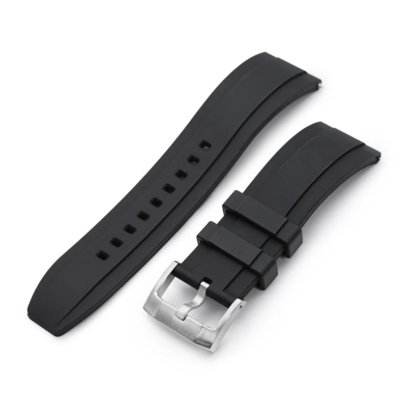 Ladder Black FKM Quick Release rubber watch strap, 24mm