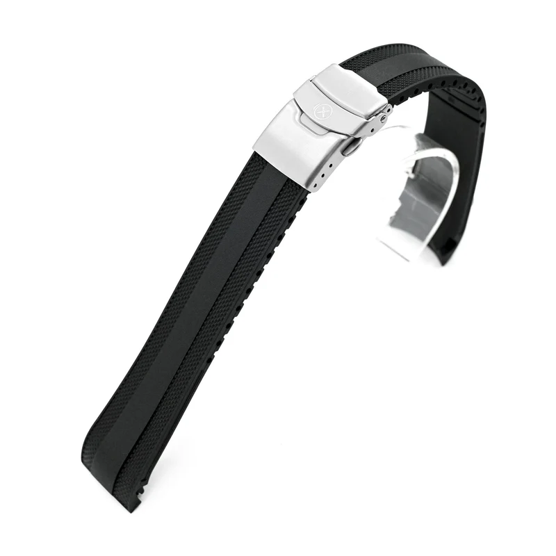 21mm StrapXPro - Black SMX02A Rubber Strap compatible with Seiko Speedtimer SSC911 Series