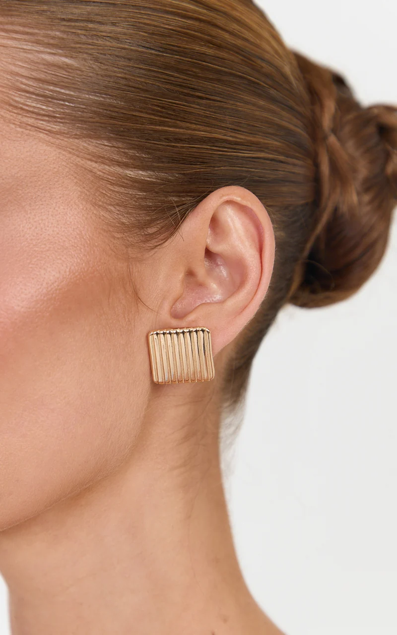 Etta Earrings - 2 Pack Square Stud Earrings in Gold