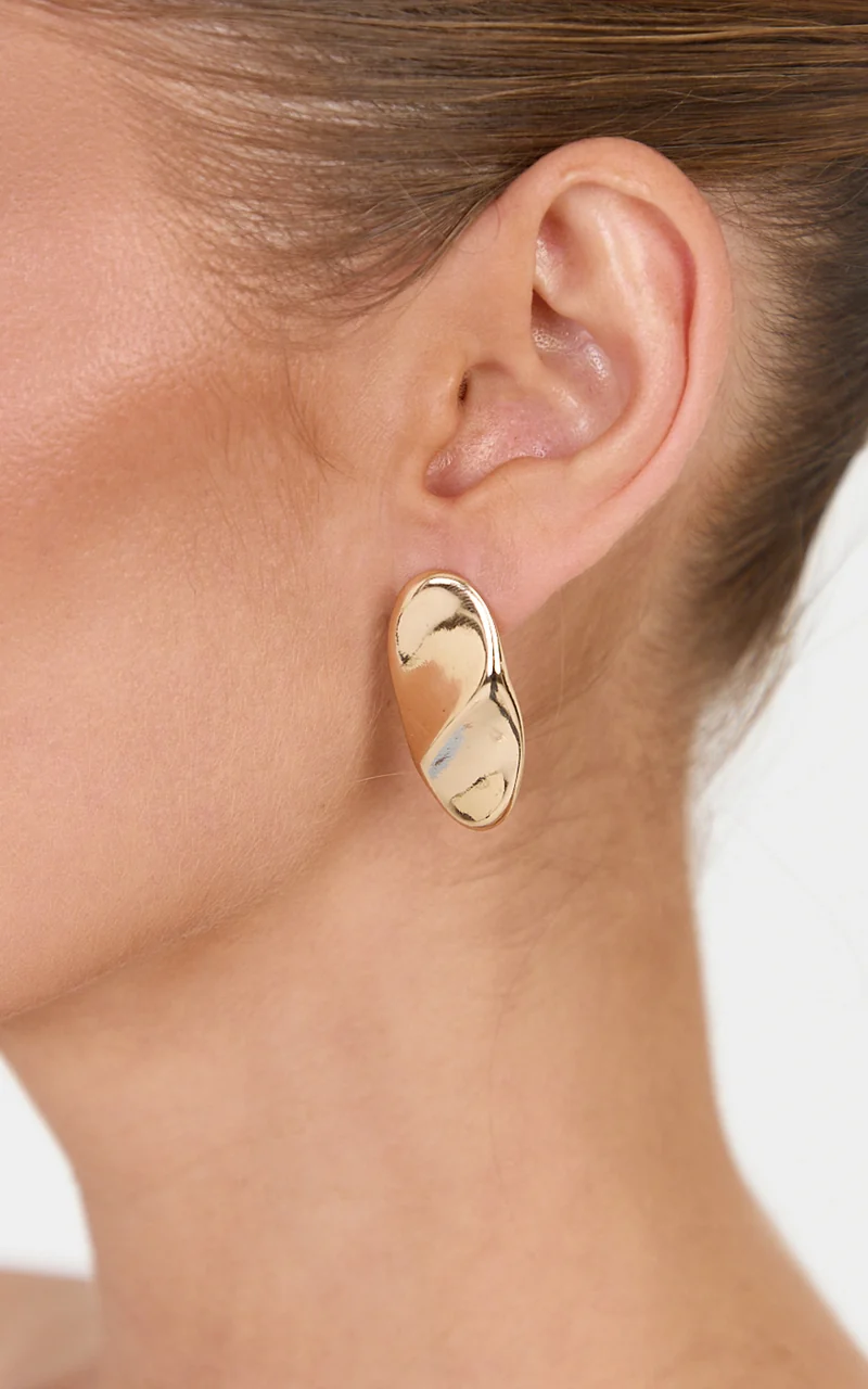 Atalia Earrings - Oval Stud Earrings in Gold