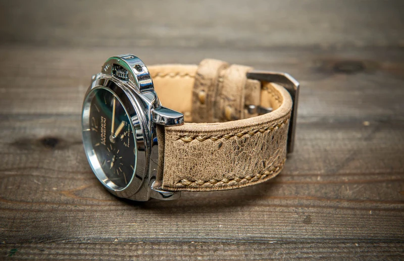 Wild African Kudu Leather Watch Strap – Sahara Sand Edition – Handmade in Finland by FinWatchStraps
