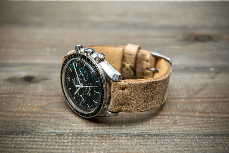 African Kudu Leather Watch Strap – Handmade in Finland | Finwatchstraps | Light Brown Distressed Leather Band