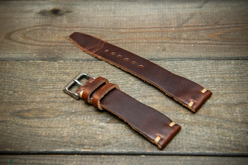 Pilot Leather Watch Strap, Horween Dark Brown Watch Strap