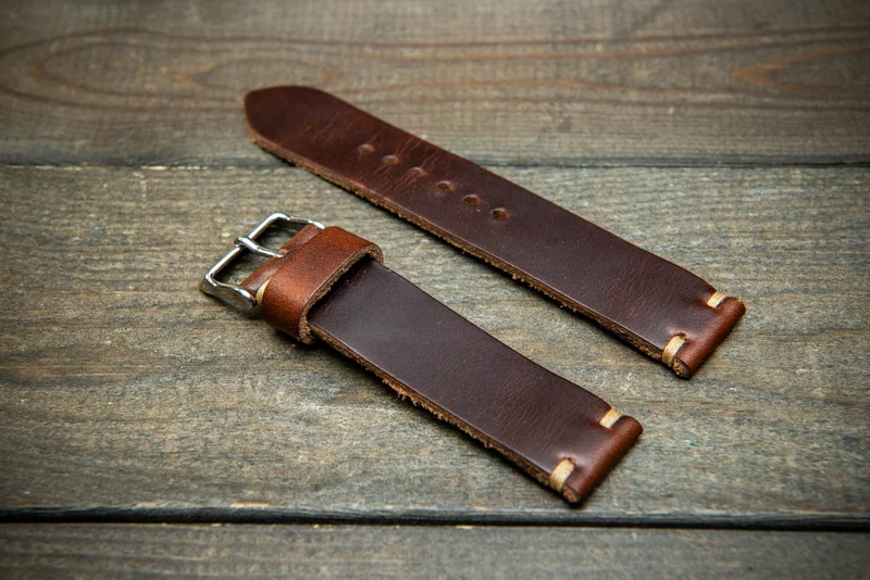 Dark Brown Horween Leather Strap, handmade in Finland