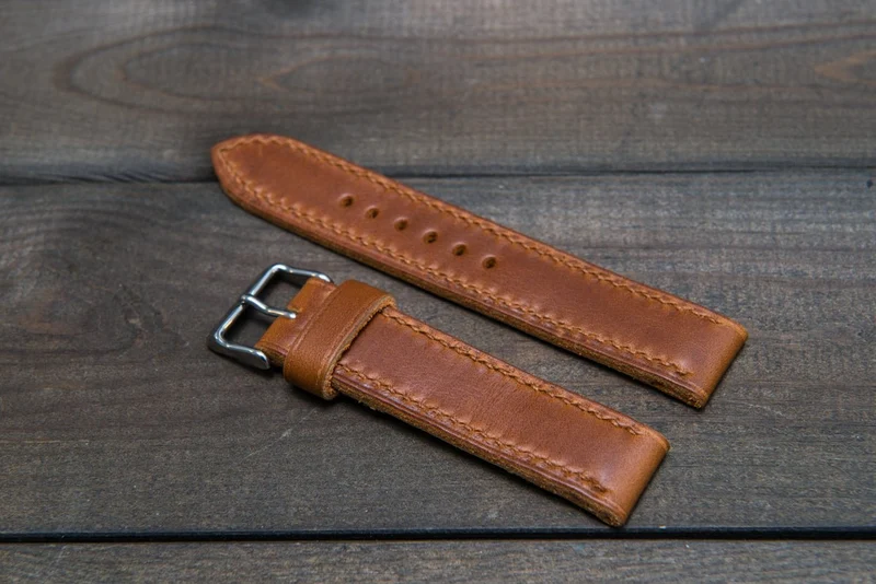 Whiskey Cavalier hand stitched leather watch band, handmade in Finland