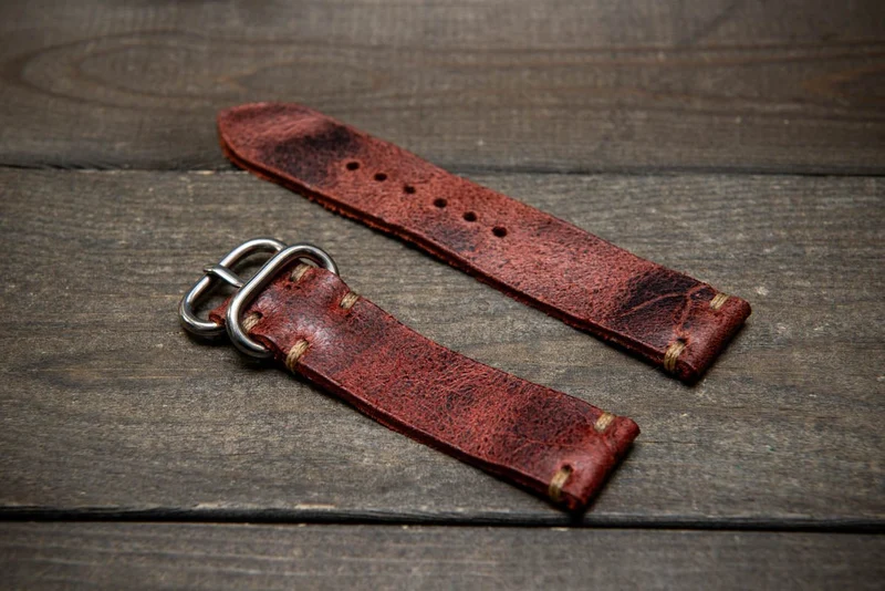 Suede vintage leather watch strap (Heritage), handmade in Finland