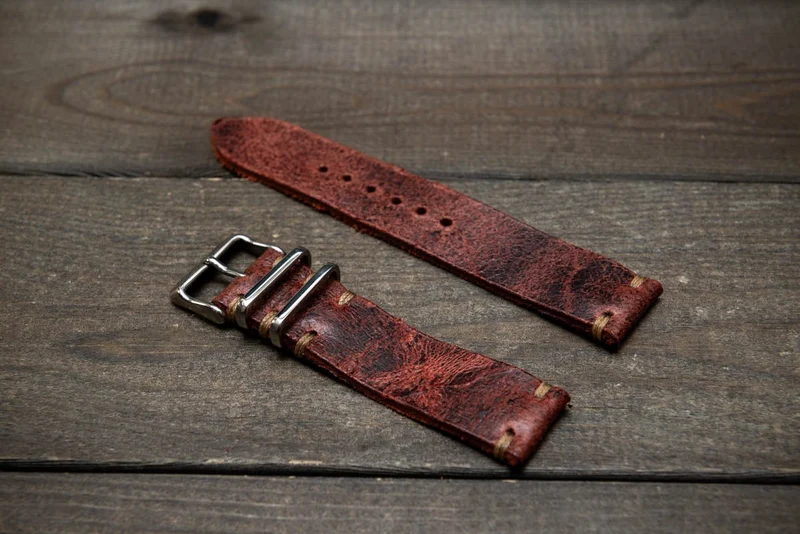 Suede vintage leather watch strap (Heritage), handmade in Finland
