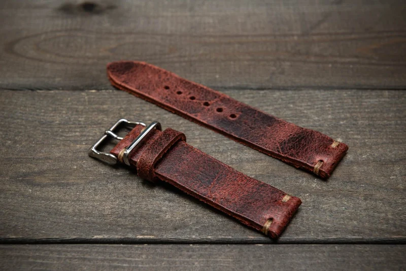 Suede vintage leather watch strap (Heritage), handmade in Finland