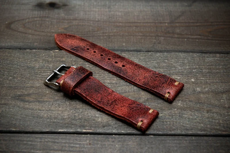 Suede vintage leather watch strap (Heritage), handmade in Finland