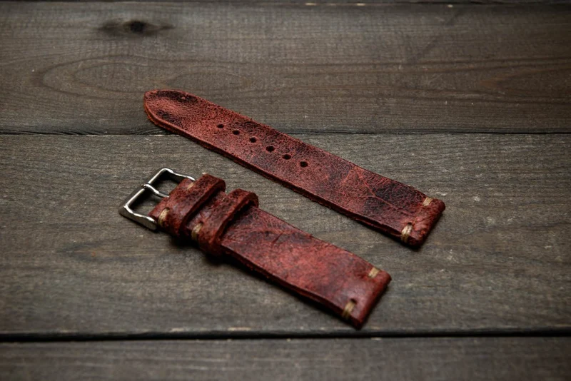 Suede vintage leather watch strap (Heritage), handmade in Finland