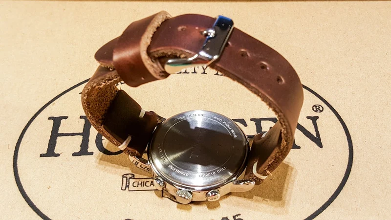 Tan Chromexcel 6/7 oz leather watch strap, handmade in Finland