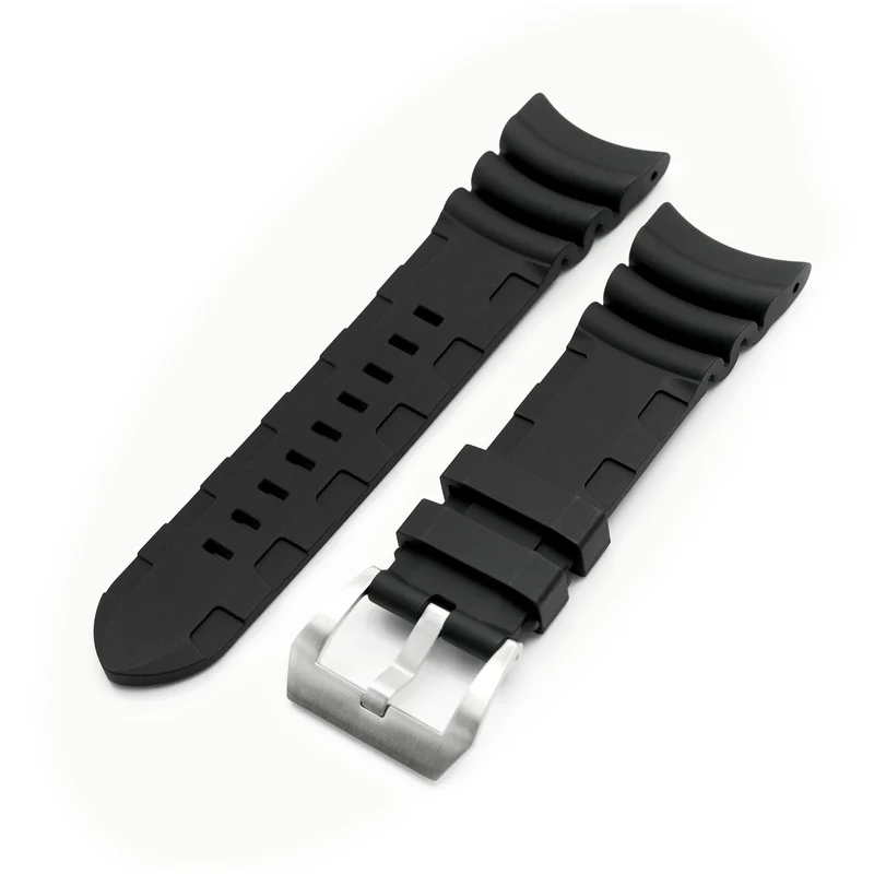 26mm Q.R. Firewave Resilient Curved End FKM rubber Watch Strap, Black