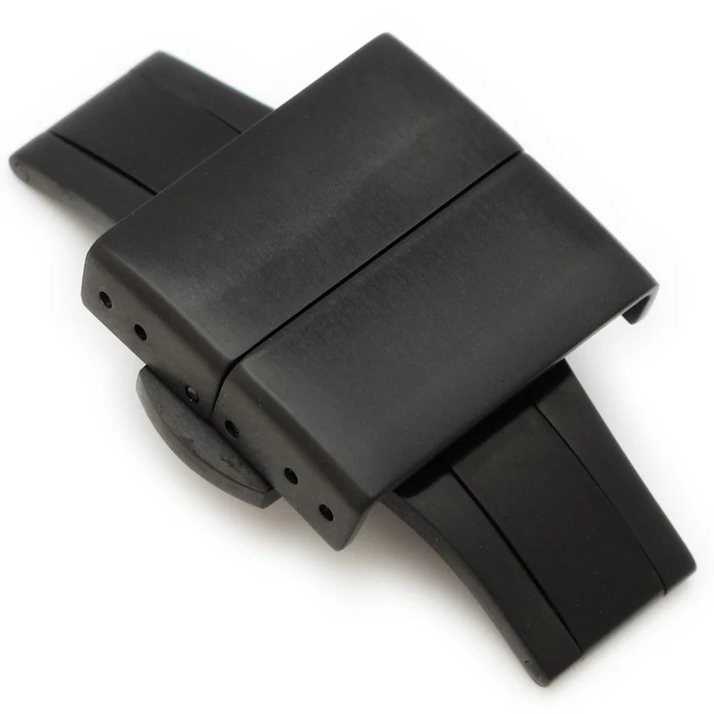 20mm, 22mm, 24mm Deployment Buckle / Clasp, PVD Black Stainless Steel with Release Button B