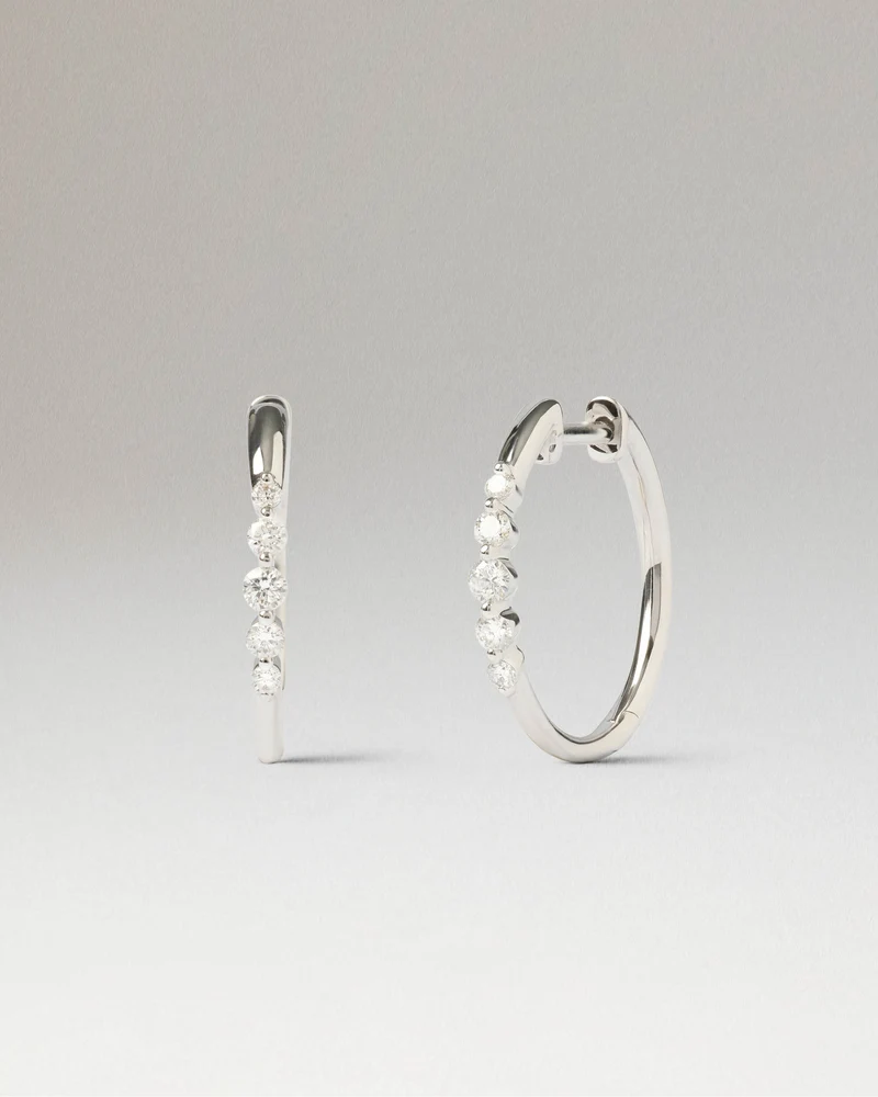 Diamonds and White Gold Vivienne Hoops